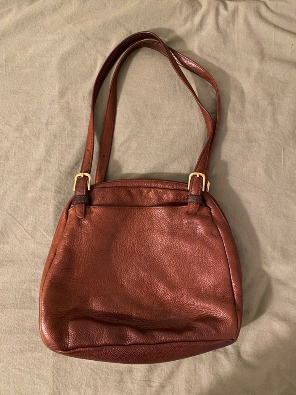 Libaire Brown Leather Shoulder Bag with Brass Hardware